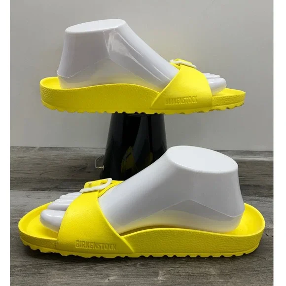 Birkenstock Madrid EVA Neon Yellow Single Strap Slide Sandals Mens 7 Womens 9 40 - Picture 2 of 7